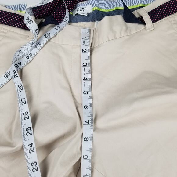Crown & Ivy Classic Khaki Shorts Web Blue Pink Dot Belt NEW Size 8 - Picture 4 of 5